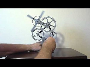 Rotating Kinetic Sculpture - Steampunk Industrial Gears and Fan