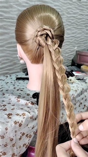 Braided Rose Bun tutorial💞🏵️#braids #rose #bun #tutorial #hairstyles#easy #hair #viral #shortvideo