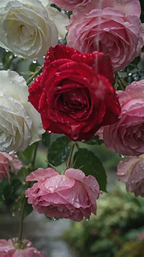 Stunning visuals of rain kissed roses 🌹💦 #Shorts