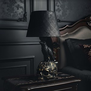 The Raven Skull Artifact: Hand-finished Table Lamp – Elegantly Haunting Raven Perch – Gothic Home Decor Statement Piece - Etsy