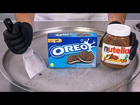 Nutella & OREO Ice Cream Turns Into Ice Cream Rolls | Satisfying Visual ASMR