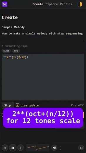 Bytebeat basics - Simple step-sequenced melody