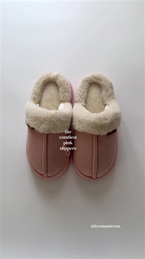 Cute Pink Fuzzy Indoor Slippers — Ultra Comfy Pair