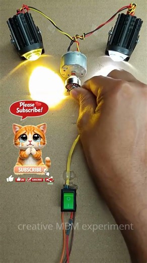 Drone Motor Running Two Bike Fog Lights at Once #generator #dcmotor #shorts