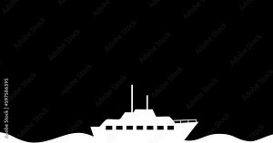ship clip art simple animation in the ocean footage Stock Video