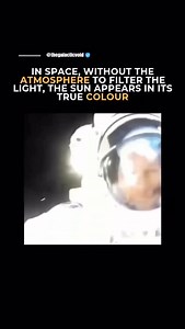 582K views · 4.4K reactions | We see it as yellow or red from Earth because our atmosphere scatters shorter wavelengths like blue, leaving warmer tones. But in space, without that interference, the Sun shines pure white—its full rainbow of light blended together. A reminder that perspective changes everything! | The Galactic Void | Facebook