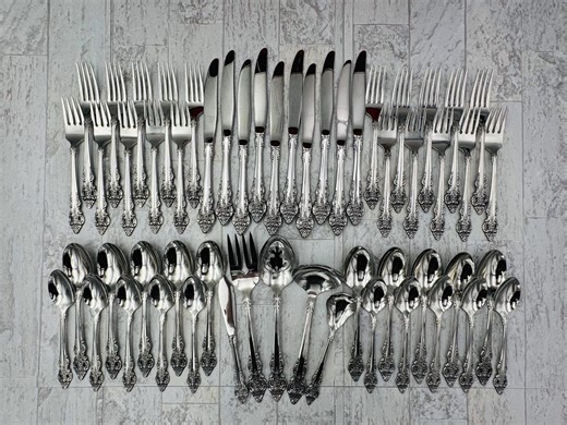 Vintage Oneida Flatware Set: Cherbourg Stainless Service for 10   Tray Mint Condition - Etsy