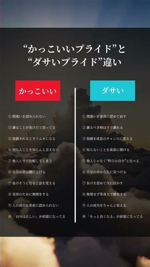 かっこいいぷらとダサいプライドの違い#人間関係 #自己成長 #考え方 #プライド #成功法則 #習慣 #人生 #メンタル #価値観 #学び