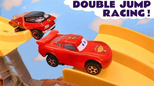 Hot Wheels Toy Car Race with Cars 3 Lightning McQueen Mr Incredible and PJ Masks Catboy Cartoon for 