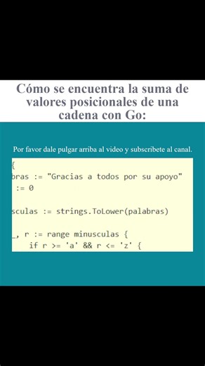 Cómo se encuentra la suma de valores posicionales de una cadena con Go (AJTekniko)