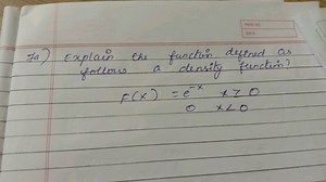 Fa) Explain the function defined as follows a density function?... | Filo