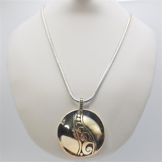 New! BRIGHTON 'A La Mode' Necklace Medallion Gold & Silver Plate Snake Chain 17" - Etsy