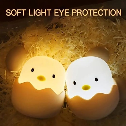 Cute LED Creative Silicone Eggshell Chicken Night Light，Bedroom Accompanying Sleeping Light，Desktop Decorative Ornaments Lamp | Lazada PH