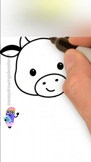 Easy kawaii Cow drawing for kids #shorts #easydrawing