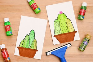 Cactus Squeegee Painting – Easy Scrape Art Project
