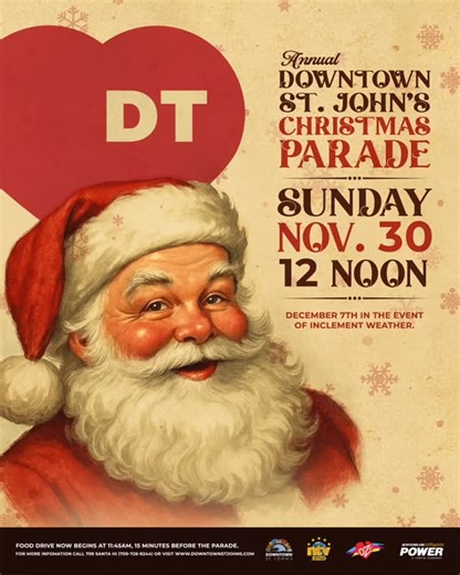 The Annual Downtown St. John's Christmas Parade is set for Sunday Nov. 30 at noon. Don't forget your letters to Santa and your non-perishable food items. Get all the Parade details at www.downtownstjohns.com #lovedowntownstjohns #lovedowntown | Downtown St. John's