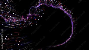 July Fourth Particle Celebration 4K Loop features red, white, and blue, particles flying on and off screen in a loop