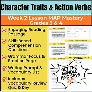 Character Traits and Action Verbs No-Prep Lesson | MAP Reading Prep | Grades 3&4
