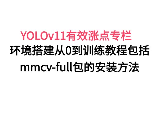 环境搭建从0到训练教程包括mmcv-full包的安装方法