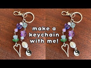make a keychain with me 💜☯ diy beaded keychain