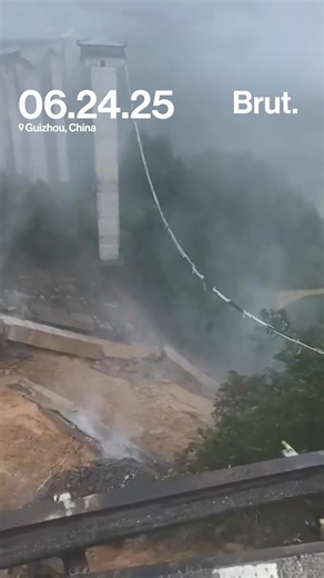 A truck was left hanging off a collapsed bridge during a landslide in China on Tuesday, June 24. The front of the vehicle dangled in the air while the back stayed on the road, trapping the driver at the Monkey River Bridge on the G76 Expressway in Guizhou. Emergency crews rescued him safely despite heavy rain. Authorities say the collapse was caused by a landslide after days of rain. No one was found beneath the bridge, and an investigation is ongoing. #china #worldnews #landslide #naturaldiaste