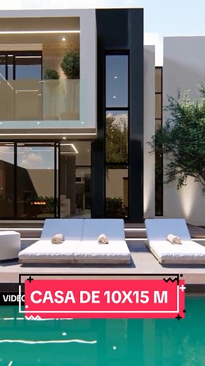 Casa moderna de 10 x 15 metros con piscina