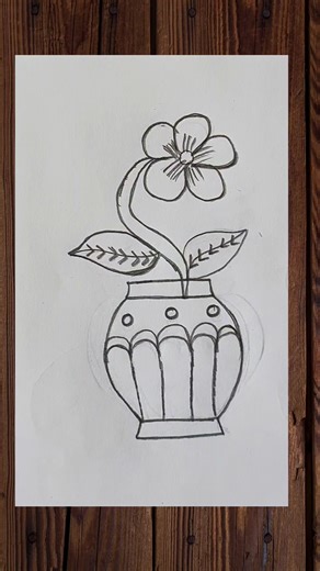 Flower pot drawing easy steps #shorts