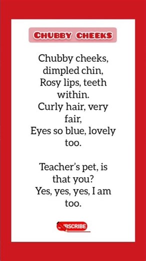 chubby cheeks poem | #english #poem #shorts #youtubeshorts