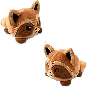 TeeTurtle - The Original Reversible Raccoon Plushie - Brown - Cute Sensory Fidget Stuffed Animals That Show Your Mood