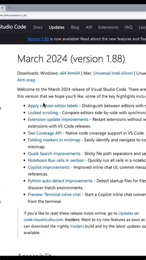 Dê as boas-vindas à nova versão do Visual Studio Code! Esta atualização traz uma série de melhorias que você vai adorar, como a capacidade de aplicar labels de edição personalizadas e o bloqueio de rolagem. Atualize agora e descubra todas as novidades! ➡️ http://msft.it/6181YryKL | Microsoft Developer