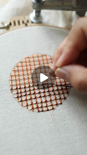 Arounna Khounnoraj on Instagram: "The jacobean couching or also called trellis #embroidery stitch works well as a filler stitch. You lay your threads on top of each other and do small couching stitches at the cross section to hold them down. You can add more threads to make it more dense or use thicker threads 😄👍🏼"