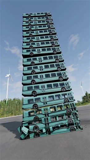 Realistic Buses Fall Crash – BeamNG.drive #beamngdrive #youtubeshorts #bngdrive