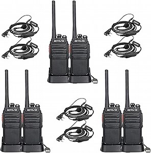Retevis RT24 Plus Funkgeräte Professionell, PMR Walkie-Talkie Erwachsene Aufladbar, 16 Kanäle VOX CTCSS&DCS, Funksysteme mit Headset, Walki Talki 6er Set für Schule und Gewerbe (6 STK, Schwarz)