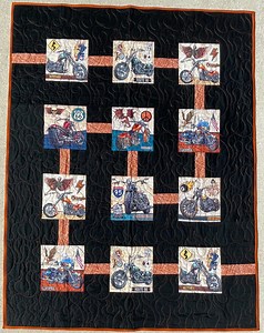 Motorcycle Handmade Lap Quilt: Biker Theme, Orange Flames - Etsy