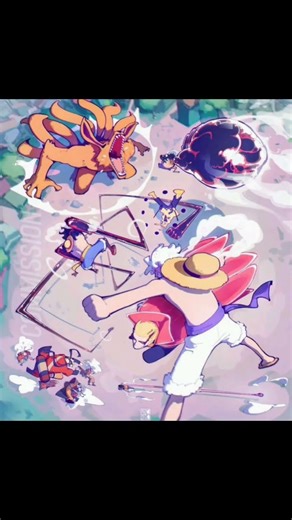 Naruto🦊🍜 X Luffy👒🏴‍☠️ #anime #animecrossover #onepiece #naruto #luffy