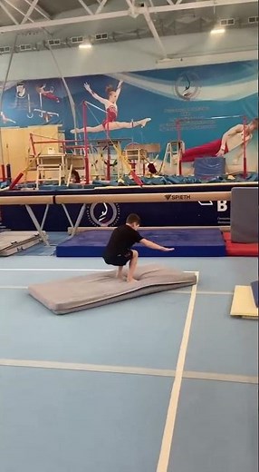 Floor Exercise Straight Front to Double Front stick landing by Russian Junior Gymnast Andrey Penkov