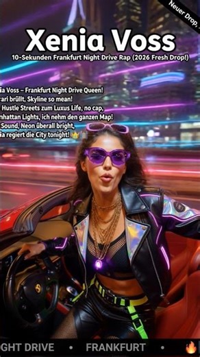 Xenia Voss – Frankfurt Night Drive Rap | 10 Sec Glow-Up over Mainhattan Skyline! 😱🔥 #rap #music #fyp