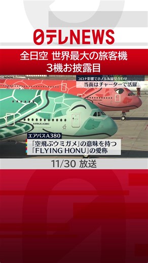 #全日空 の#世界最大 の#旅客機 「#エアバスA380 」が、初めて#3機 並んで#お披露目 されました。#日テレnews #Tiktokでニュース