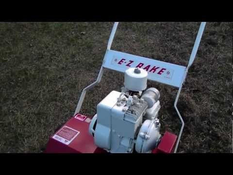 E-Z Rake Model 48 Lawn Dethatcher Demo Briggs & Stratton 3HP