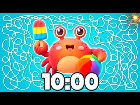 10 Minute [SUMMER] Crab Timer 🦀🌊💥 | Cozy Beach Countdown for Class!