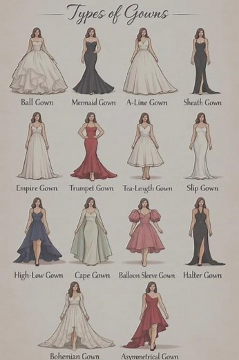 Types of Gowns | Complete Style Guide for Every Occasion#ytshorts #fashion #gowns