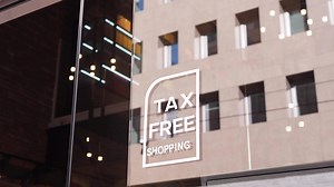 Download shop tax free text duty free shop sign on shop window for free