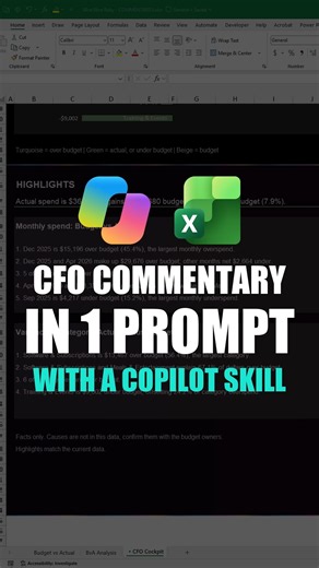 How to Use Copilot Skills in Excel for Dashboard Commentaries