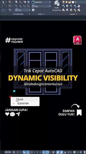 Cuma 1 Menit! Cara Cepat Bikin Dynamic Block Visibility di AutoCAD. #autocad #sketchup3d
