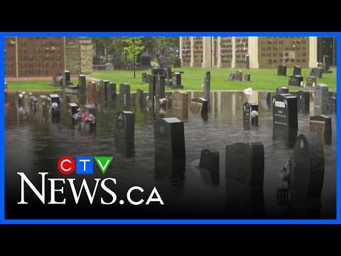 Repairs made after rain exposed casket at Edmonton cemetery