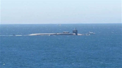 Rare footage shows US Navy Ohio-class submarine surfacing in Gibraltar Bay