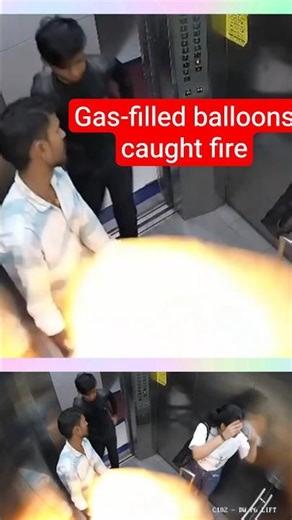 Gas-filled balloons caught fire