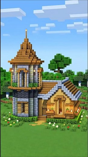 Ultimate Minecraft Survival House with Tower! 🏡 #shorts #minecraft