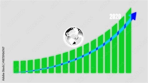 2026 Projection Business bar graph growth increase world map investment, market trends mountaineering object planning. Stock Video