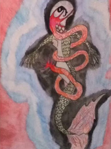 Two Zombie Mermaid Drawings